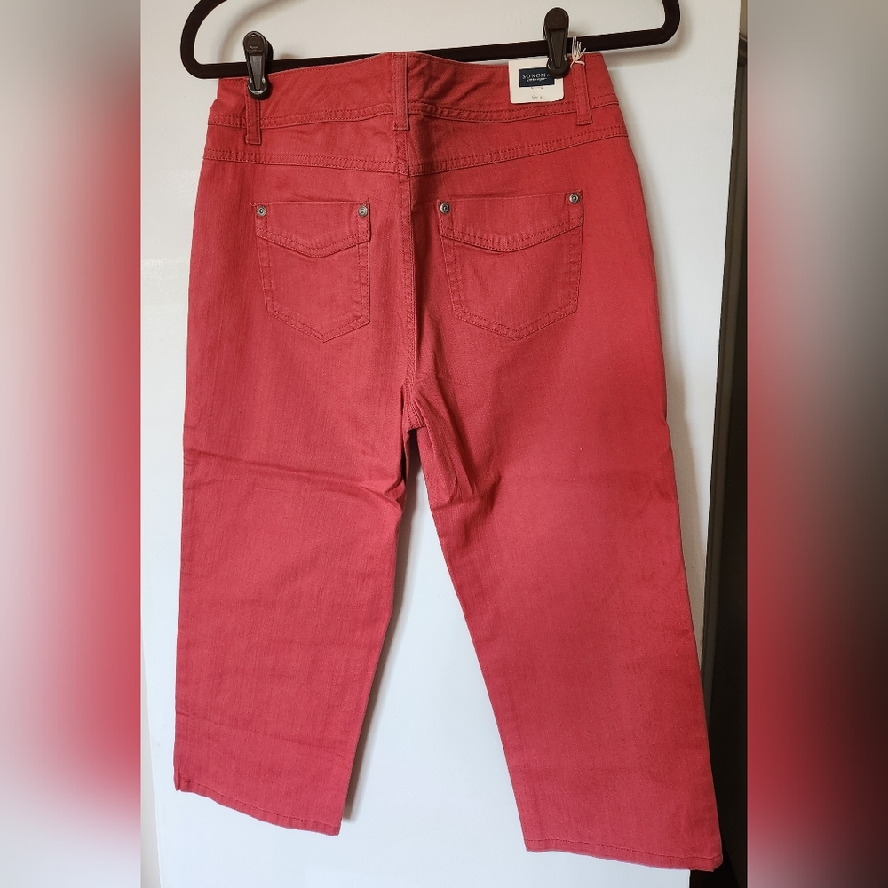 Vibrant Coral/Red Cropped  Jeans